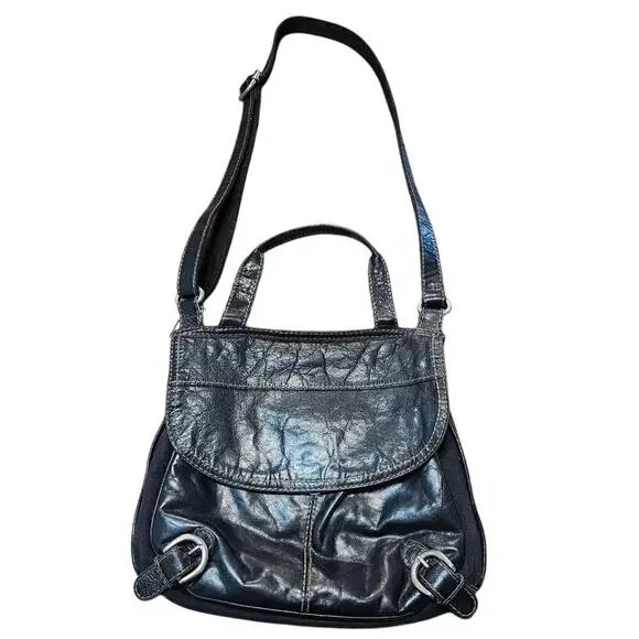 Fossil Lizette Leather and Canvas Messenger Bag