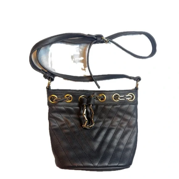 Free People Black Crossbody‎ Bag with Gold Accents
