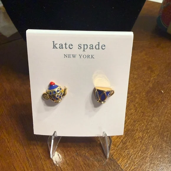 Kate Spade Teapot & Teacup Stud Earrings New York Teatime
