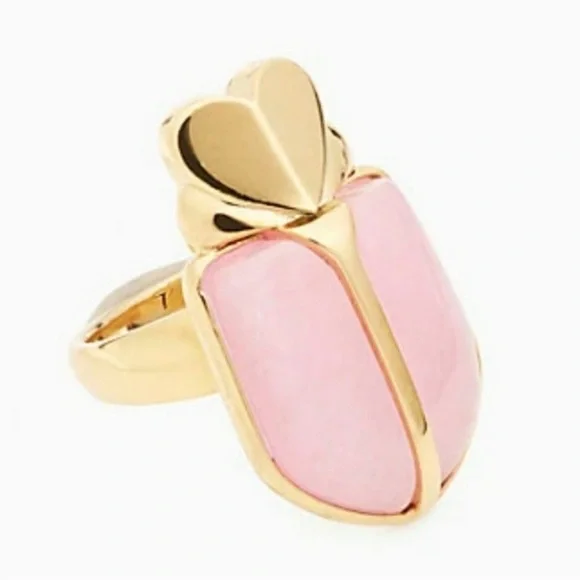 NWT Kate Spade Love Bug Beetle Pink and Gold Ring Size 7