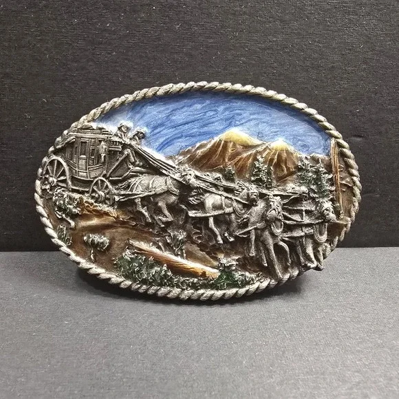 Siskiyou Buckle Co Vintage 1983‎ Stagecouch Williams Oregon Belt Buckle
