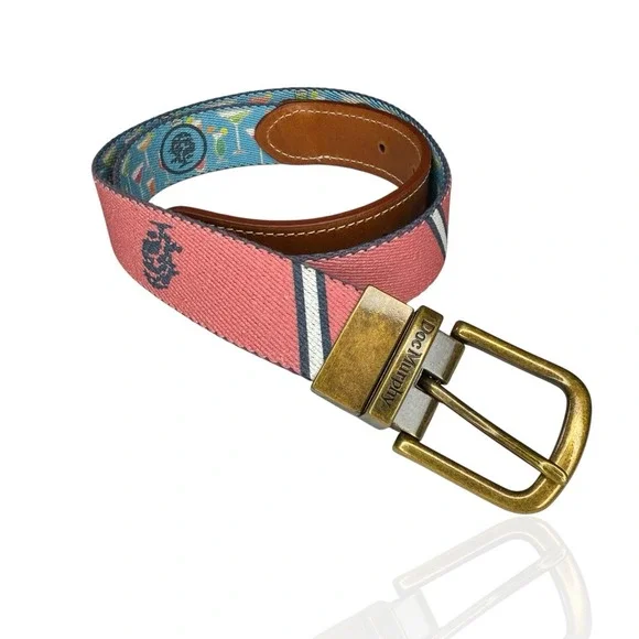 Doc Murphy Palm Beach Reversible Belt Pink‎ Navy Logo/Blue Cocktail Golf Preppy