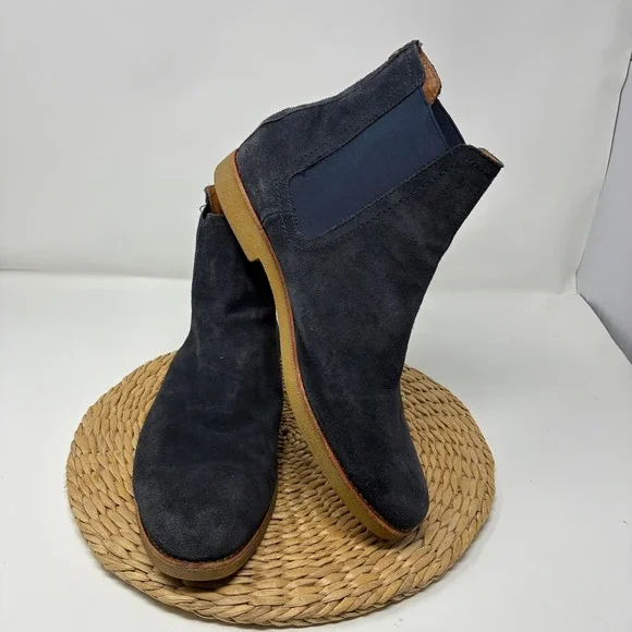 Tommy Hilfiger Crane Chelsea Boots Mens 11.5 M Navy Blue Suede Leather Elastic