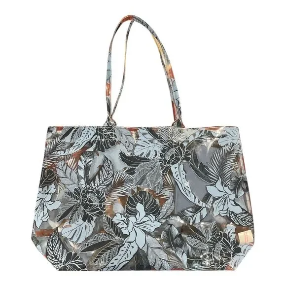 Victorias Secret Pink TRANSPARENT Jelly TROPICAL TOTE‎ + POUCH BEACH Bag
