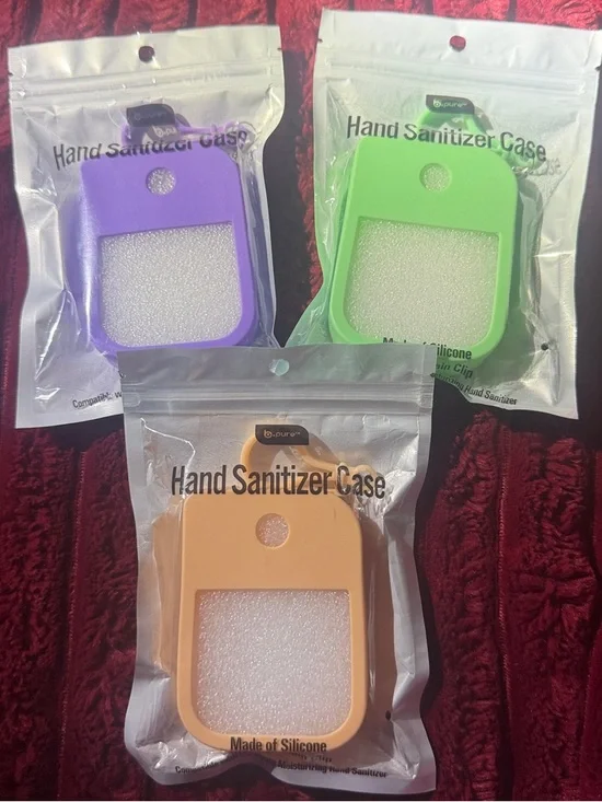 Silicone Hand Sanitizer Case - Purple, Green, Peach