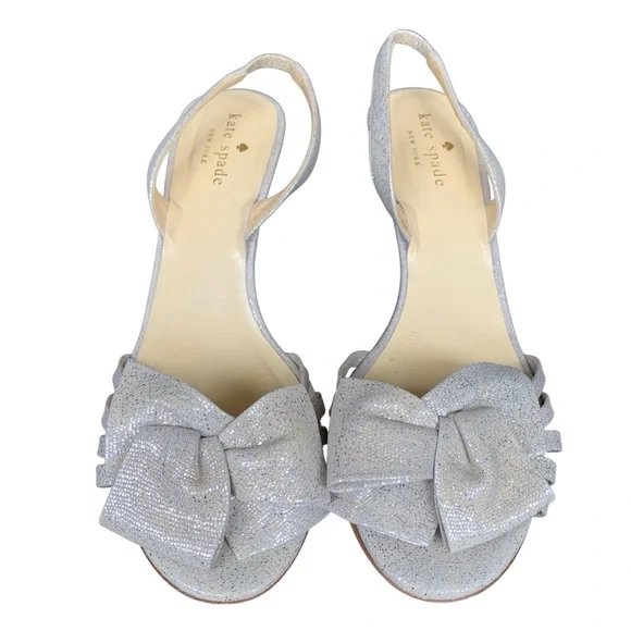 KATE SPADE Glitter Slingback Bow Heels – Size 7B‎