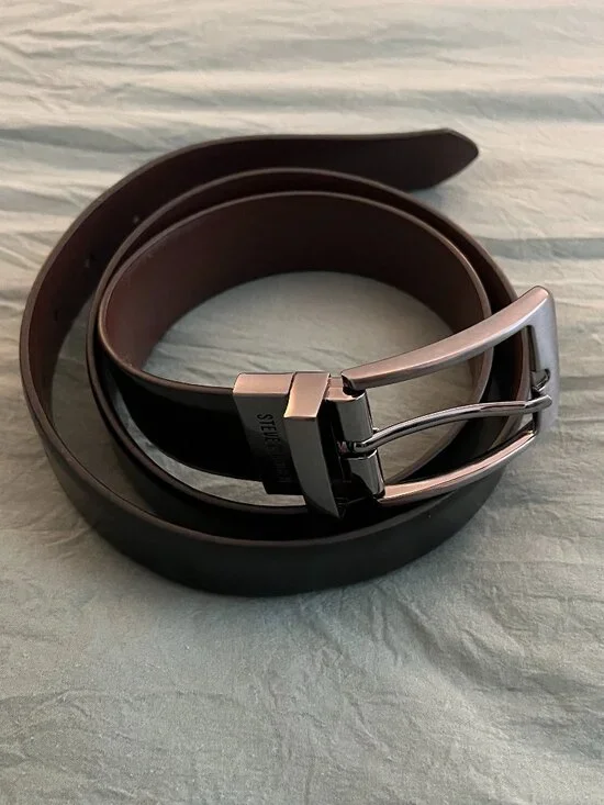 Steve Madden Reversible Belt Black Brown Gunmetal Buckle Men's Size 34/36 Casual