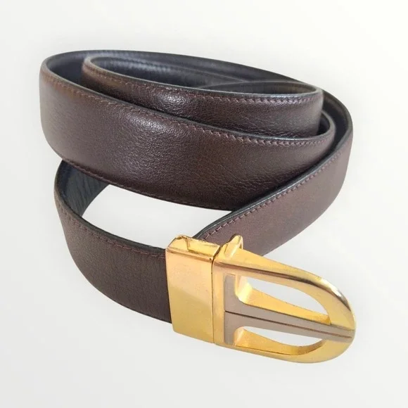 Men's Luxury Reversible Blk/Brown Lambskin Leather Belt 33