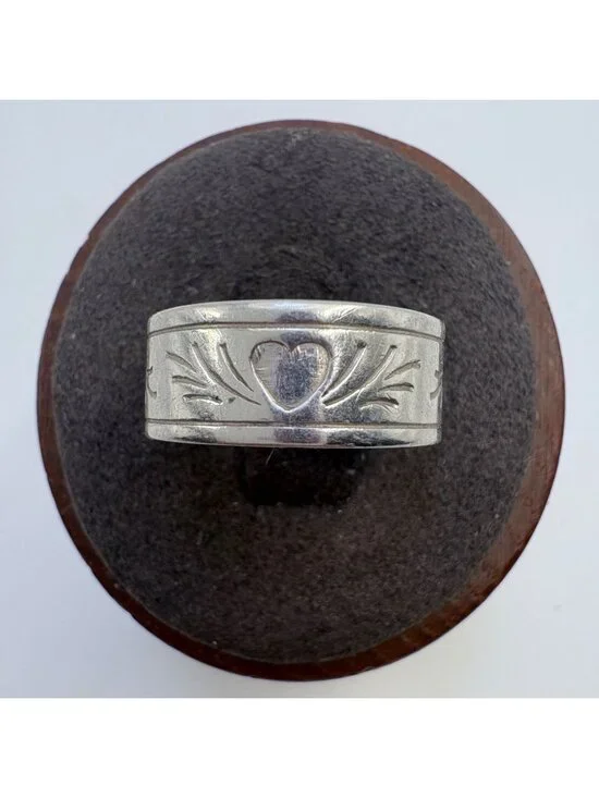 Open Back Adjustable Band Sterling Silver 925 Ring Size 7 Fit