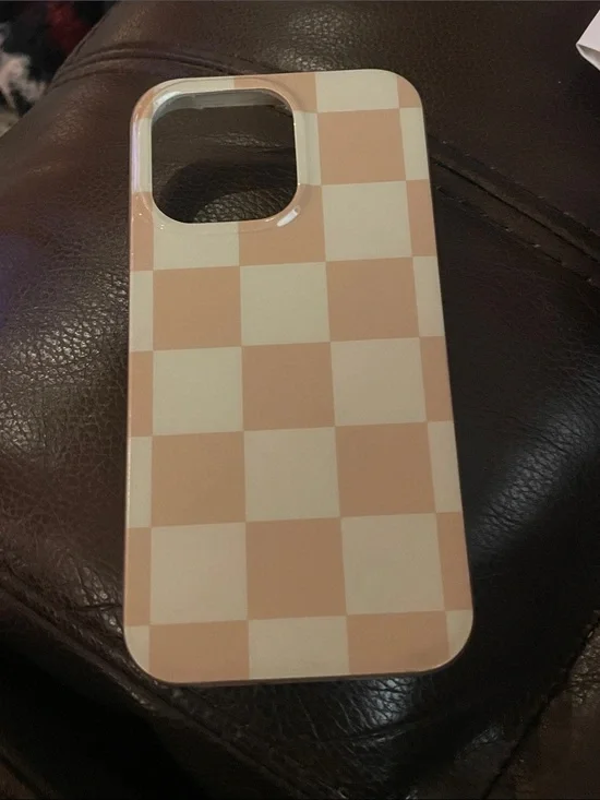13 pro tan and crème checkered phone case