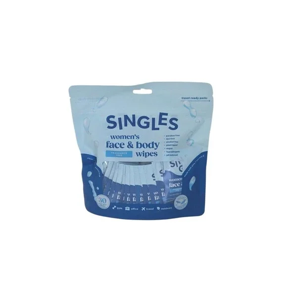 Singles Womens Face & Body Wipes, Fragrance Free