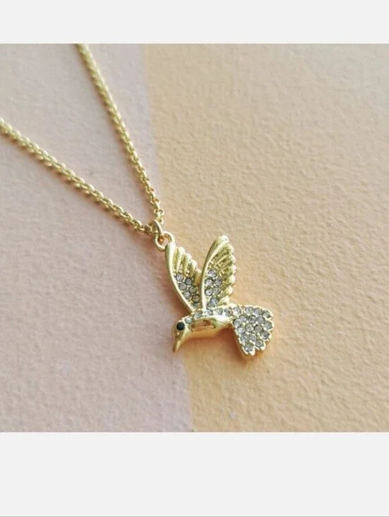 kate spade Gold Hummingbird Crystal Pendant Necklace