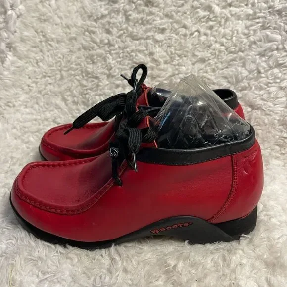 Buffalino B-Boots Men's Leather Red & black trim lace up boots rubber soles SZ11