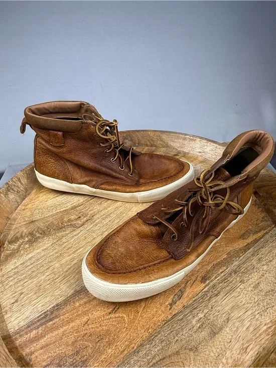 Polo Ralph Lauren Tedd Brown Leather High Top Sneakers Boots Men’s 10D