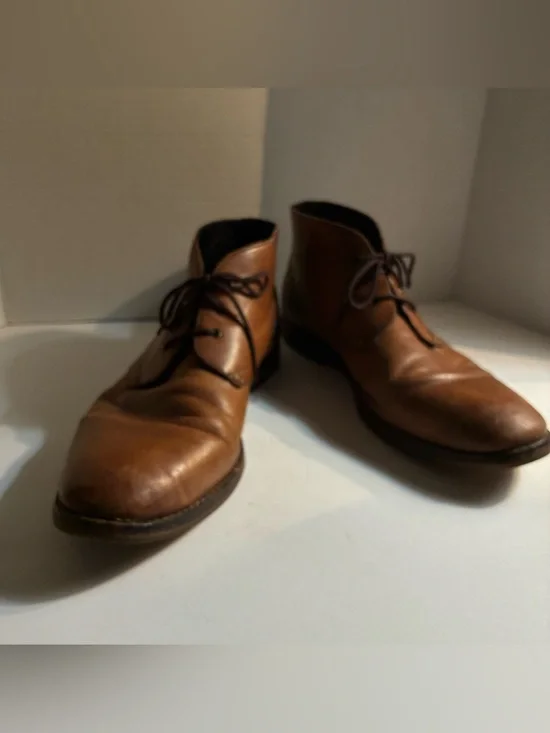 Vintage Men's Brown Leather Chukka Boots - Sleek Lace-Up Comfort Men’s 44 (10)