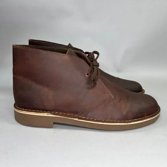 Clarks Chukka Boots Men's Size 8.5 Brown Leather Casual Lace Up‎ Boots