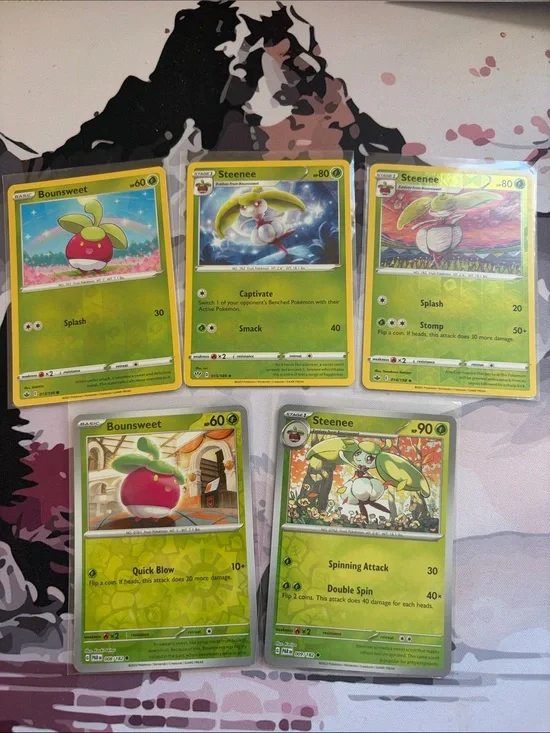 Bounsweet & Steenee Pokémon Evolution Reverse Holo Card Lot 🍓 5 Cards ✨5/$25✨