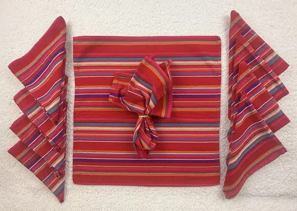 Target Casual Home Cabana Rio Collection Red Stripe Napkins 100% Cotton Set 10