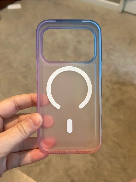 Gradient Clear MagSafe-Compatible Phone Case - Blue to Pink