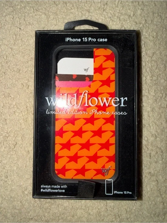 Wildflowers iPhone 15 Pro Case - Orange & Red Star Design