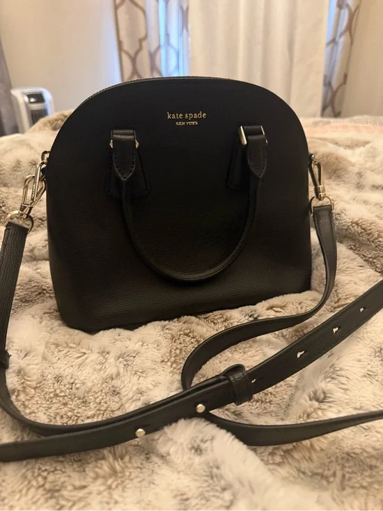 kate spade Black Leather Crossbody Dome Satchel
