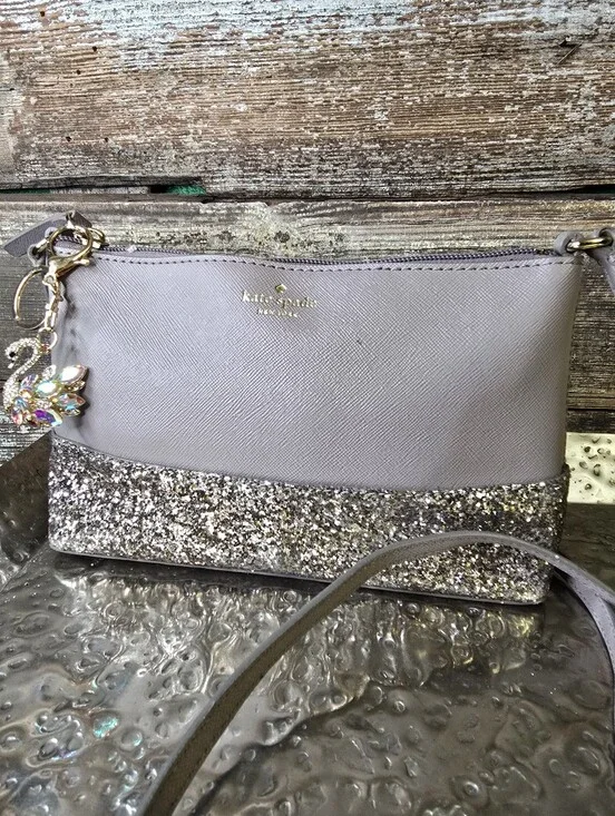 Kate Spade New York Greta Court Ramey Glitter Crossbody In Cityscape Gray