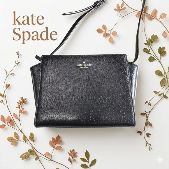 Kate Spade Black Pebled Leather Grand Street Hayden Crossbody Bag Women Small