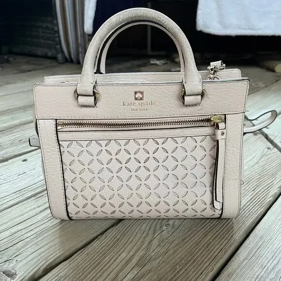 Kate Spade Perri Lane Mini Romy Satchel In Beige Leather