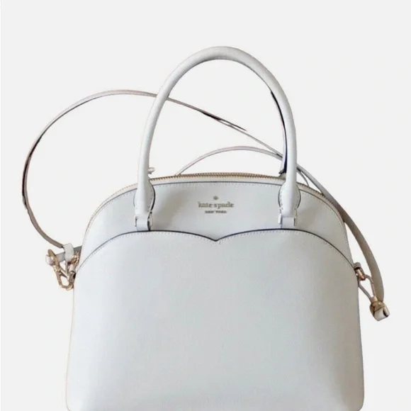 kate spade White Leather Dome Crossbody Satchel