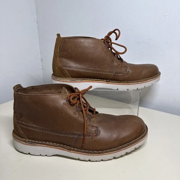 Clarks Mid Chukka Boots Eastford Brown Leather Extreme Comfort 15522 Sz 9,5 M