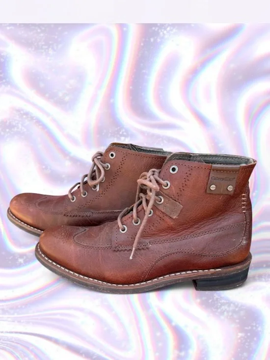 Caterpillar Men's Tan-Brown Leather Chukka Lace-Up Boots