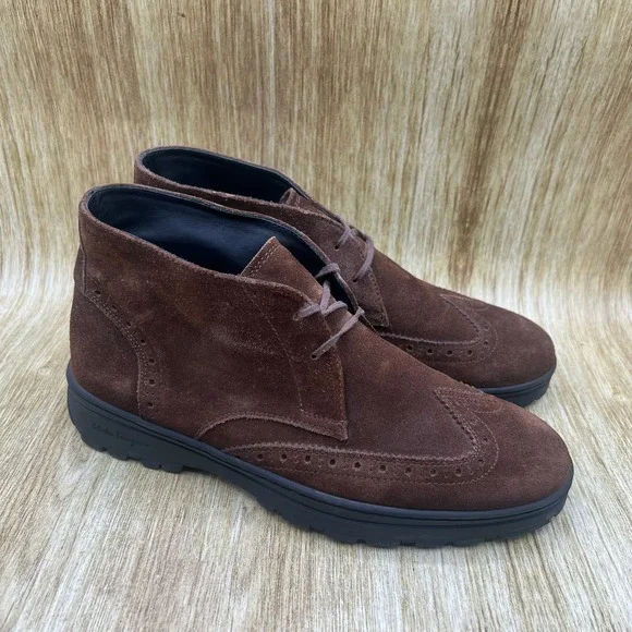 Salvatore Ferragamo Parker Chukka Boots Men's Size 6 EE Brown Suede Wingtip