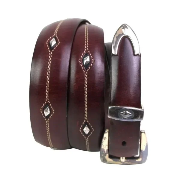 BRIGHTON BROWN REAL LEATHER 1 1/4