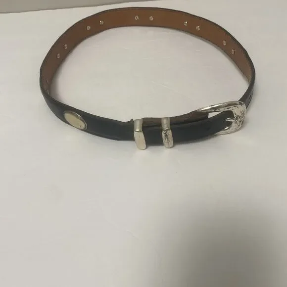 Nocona Concho Belt Black Leather Silver Accents Men’s 32 Southwestern