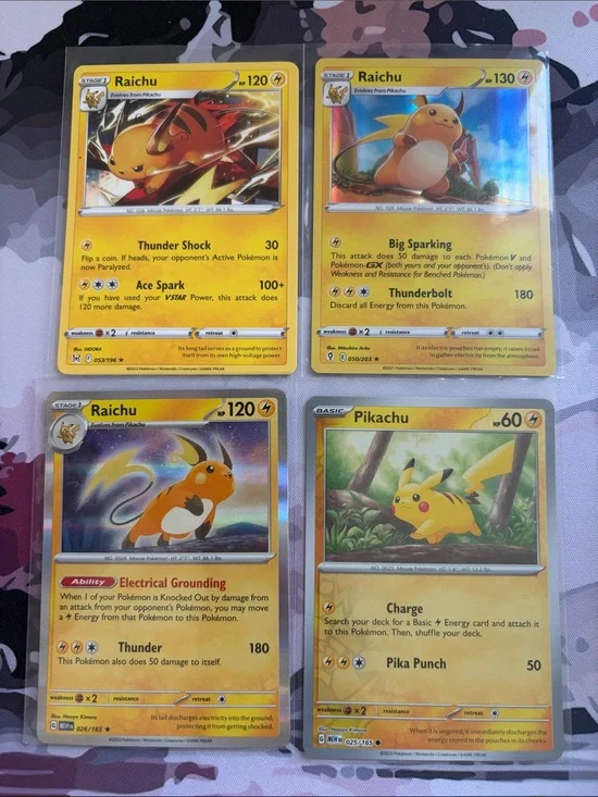 ⚡ Pikachu & Raichu Pokémon Card Lot | 4 Holo & Reverse Holo Cards ✨5/$25✨