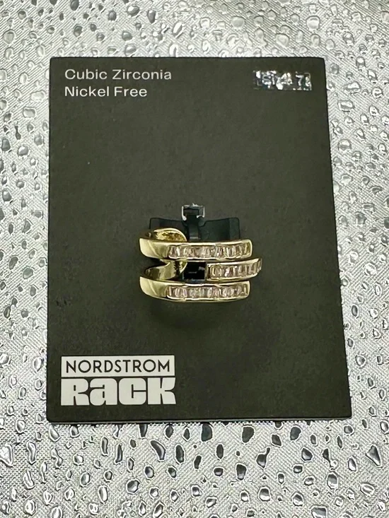Nordstrom Baguette Cubic Zirconia Bypass Ring Size 7