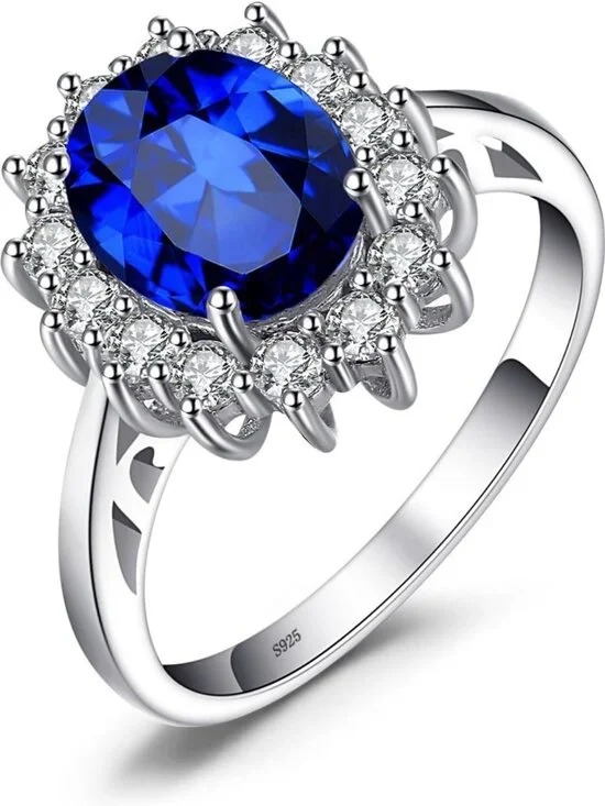 Stunning Princess Diana-Inspired Halo Engagement Ring | Gemstone & Birthstone