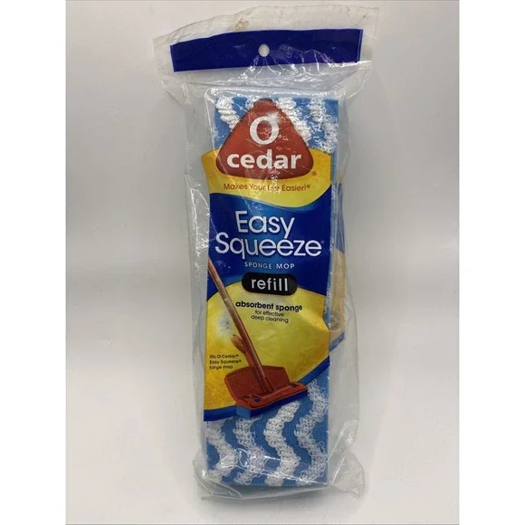 O Cedar Easy Squeeze Sponge Mop Refill Sealed  Hinged Blue 9