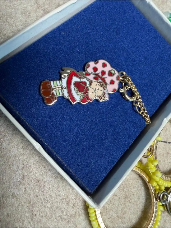 Strawberry Character Pink Kids Necklace Pendant