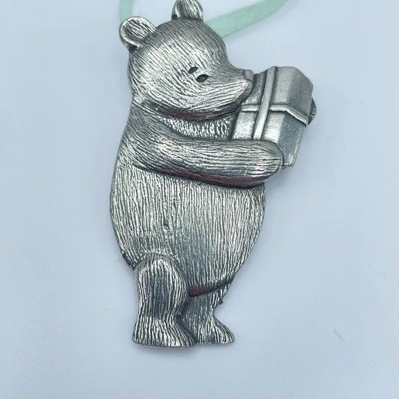 Vintage 90s Disney Danforth Pewter Win Bear Pendant‎ Silver Tone Jewelry