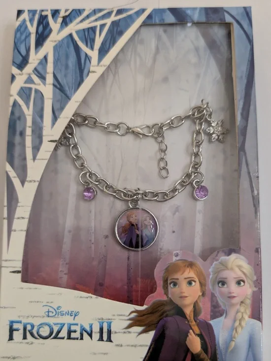 Disney Frozen II Anna Elsa Charm Bracelet Silver Tone NIB Snowflake