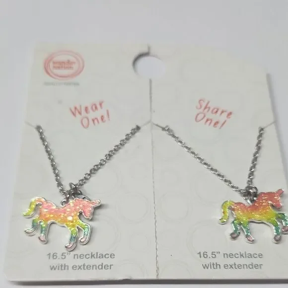 Wonder Nation Rainbow Unicorn Necklace Set BFF Necklaces