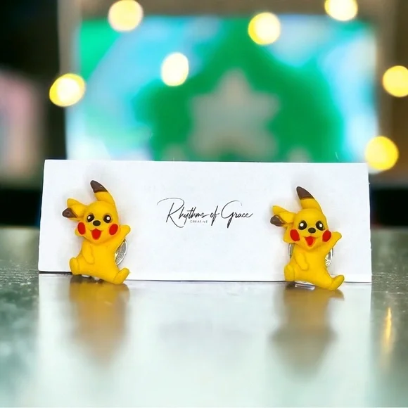 Handmade Pikachu Pokémon Clip-On Earrings