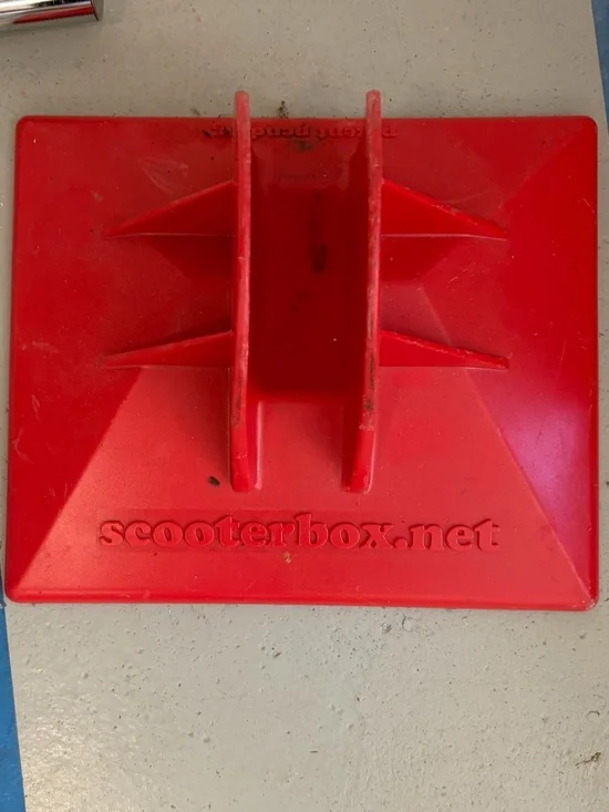 Two ScooterBox Red Scooter Stands