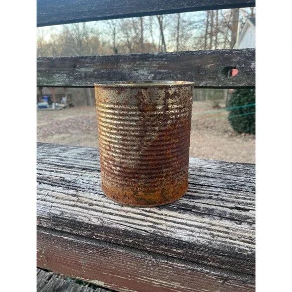 Rusty Tin Can, Flower Vase, Vintage Decor, Farmhouse Decoration, Storage