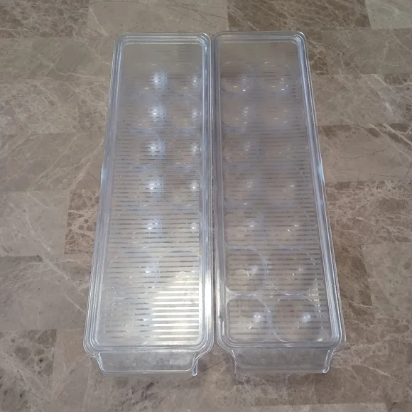 Set Of 2 Acrylic Plastic Clear Egg Storage Containers Refrigerator Storage Boxes