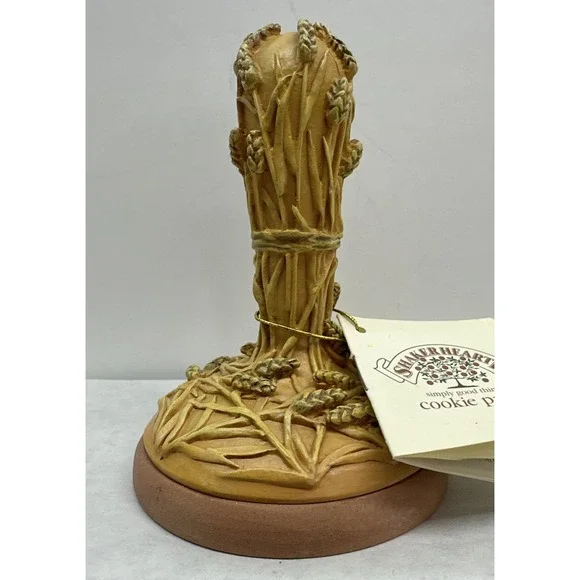 Shaker Hearth Cookie Press Stamp Handle Corn Wheat Fall Autumn Farm Pottery
