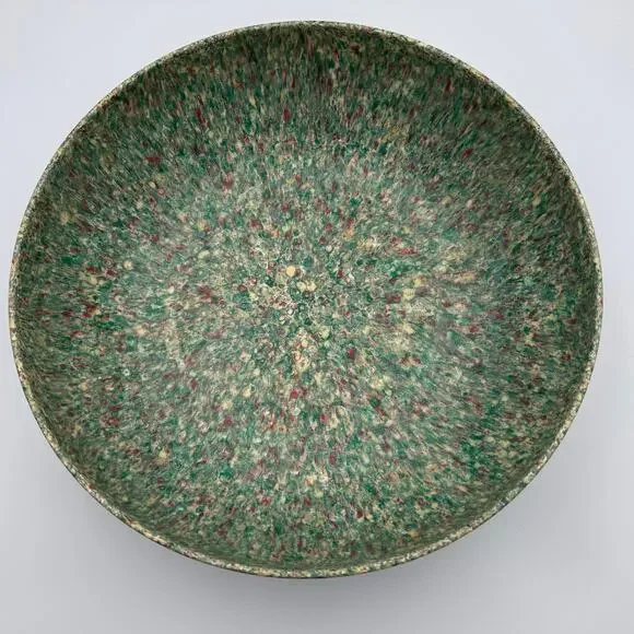 Vintage Green Confetti Melamine Mixing Bowl Speckled Melamac Salad Serving 11.5
