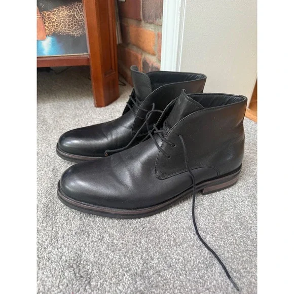Saks Fifth Avenue Rimini Mens Black Leather Chukka Ankle Boots Size 12M
