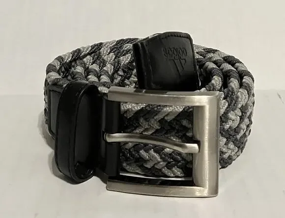 Adidas Braided Woven Stretch Belt Gray Chevron Medium up to 37” Waist